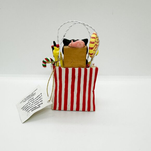 Comic Curious Cats Black White Cat Candy Cane Stripe Red Baker Holiday Birthday - Picture 4 of 8